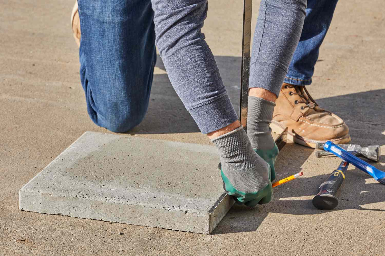 Marquage du pavé avant la coupe